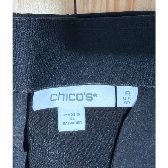 CHICO'S 1 / Size 8 Chino style Pull On Wide Leg Dress Career Pants in Black - Picture 3 of 8